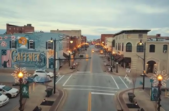 city street in Gaffney, South Carolina