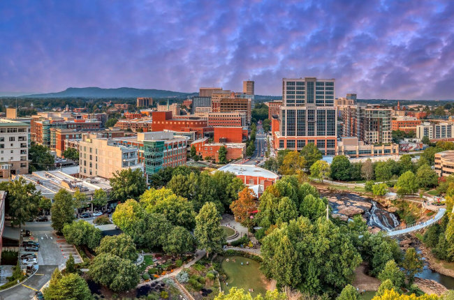 city street in Greenville, South Carolina