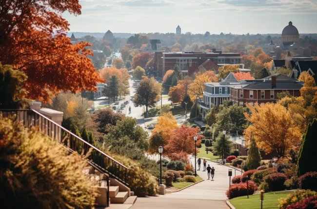 city street in Spartanburg, South Carolina